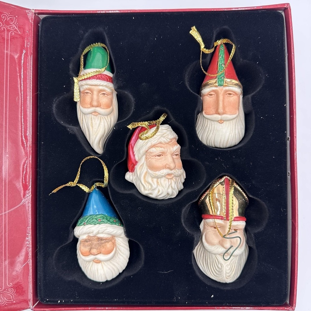 Vintage 2001 Hallmark‎ Legend Of Santa Claus Porcelain Ornaments Set Of 5 Xmas